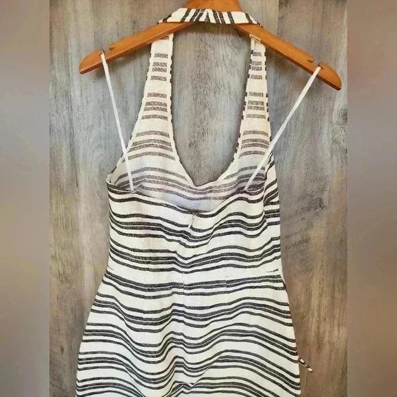 A.L.C White/Black Striped Halter Neck Front Pocket Mini Dress Size 4 - Picture 12 of 14
